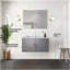 Meuble-lavabo gris foncé 36 po X P 22 po D, plateau en marbre de culture, ensemble de robinet et Miroir à DEL-305596148-305596151
