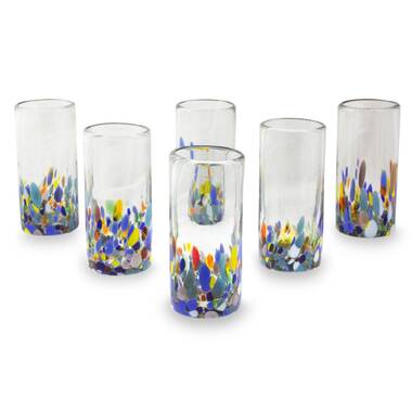 Artisan Handblown Stemless Wine Glasses (Set of 6) - Confetti Festival