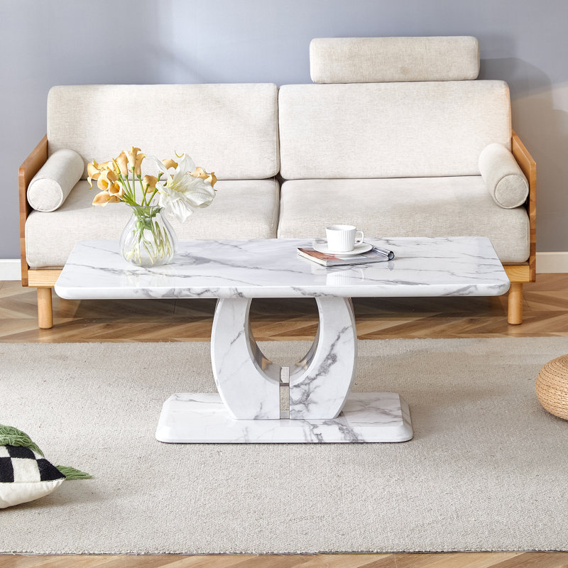 Table basse Modern MDF, Blanc, H 18,30 po x L 43,30 po x l 22,40 po