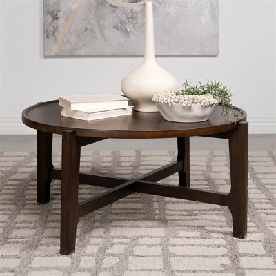 Table basse ronde en bois massif (table incluse seulement)