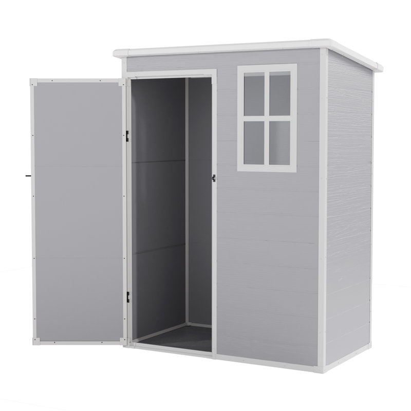 5 ft. W × 3 ft. D Durable Resin Outdoor Storage Shed With Floor and Doors for Garden Patio  Furture and Tools, Gray