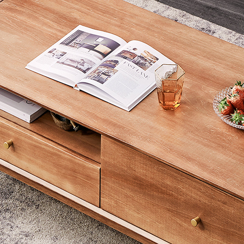 Table basse minimaliste en bois massif, H 17,71 po x L 55,11 po x l 23,62 po