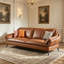 Canapé modulaire orange en cuir véritable-129490924