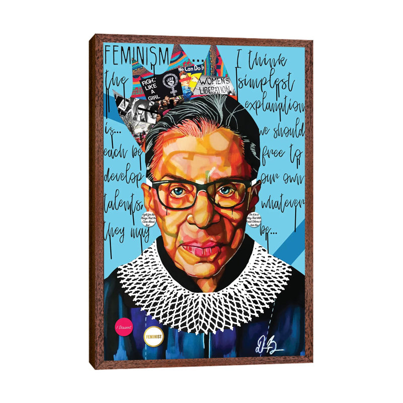 Ruth Ginsburg 1 Piece Wall Art on Canvas, 66.04 cm H x 45.72 cm W, Classic Brown Wood Framed Canvas