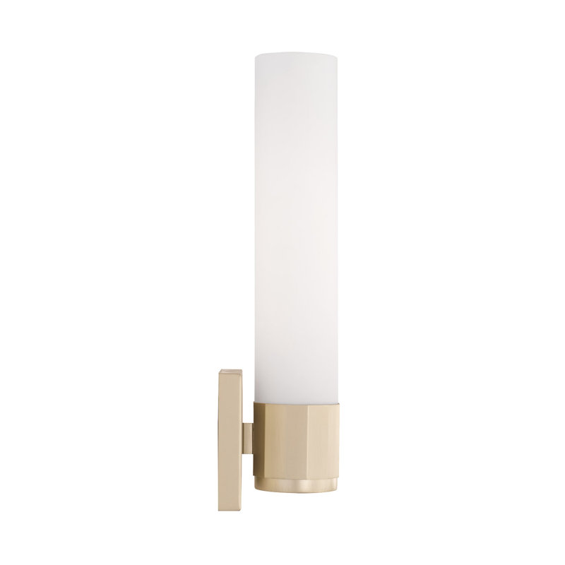 Soft Gold Dimmable Wall Sconce with White Glass