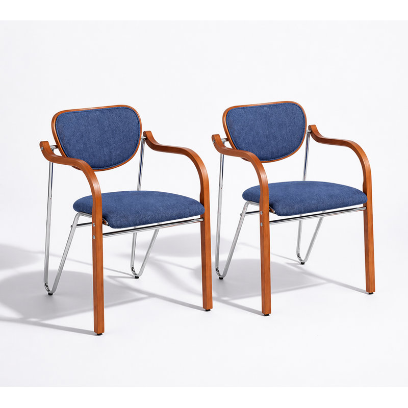 Chaise d'appoint moderne en tissu avec structure en bois de hêtre et en fer Bauhaus, Bleu