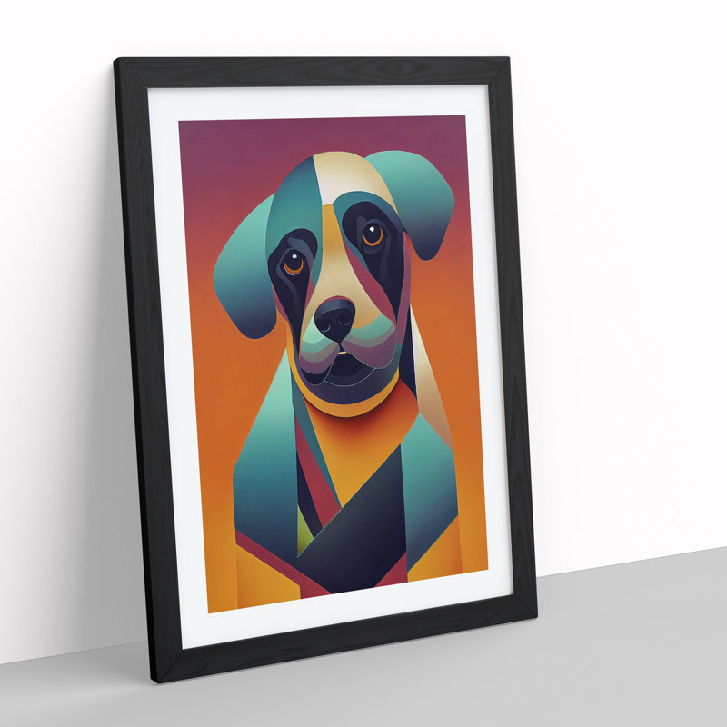 Amazing Dog Abstract - Single Picture Frame Print, 64cm H x 46cm W x 2cm D, Black