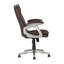 Fauteuil de bureau ergonomique en similicuir, fauteuil pivotant à dossier moyen, brun