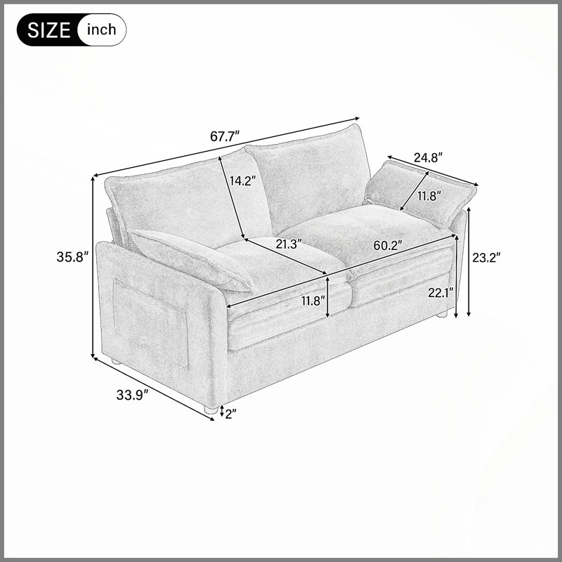 Ensemble de canapés Modern, Vert, 3 pièces: canapé, fauteuil, causeuse