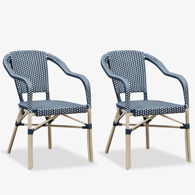  Ensemble de 2 chaises d'extérieur avec rotin en osier d'aluminium tissé à la main
