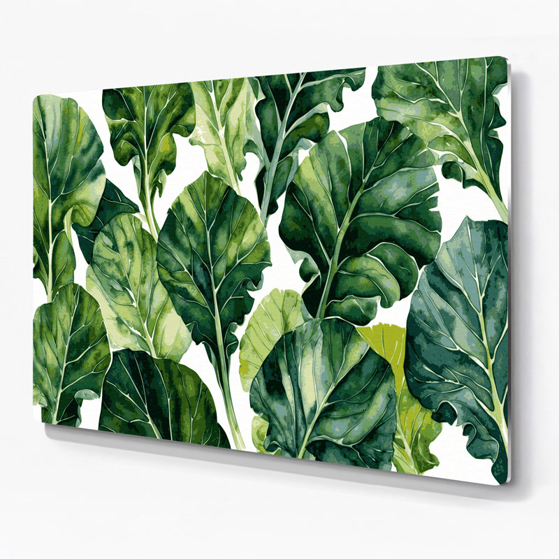 Légumes, art mural vert en métal Collard Greens, H 11 po x l 14 po