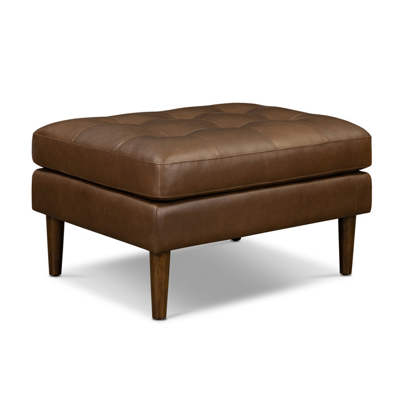 Napa Full Grain Genuine Italian Leather Ottoman, Cocoa Brown