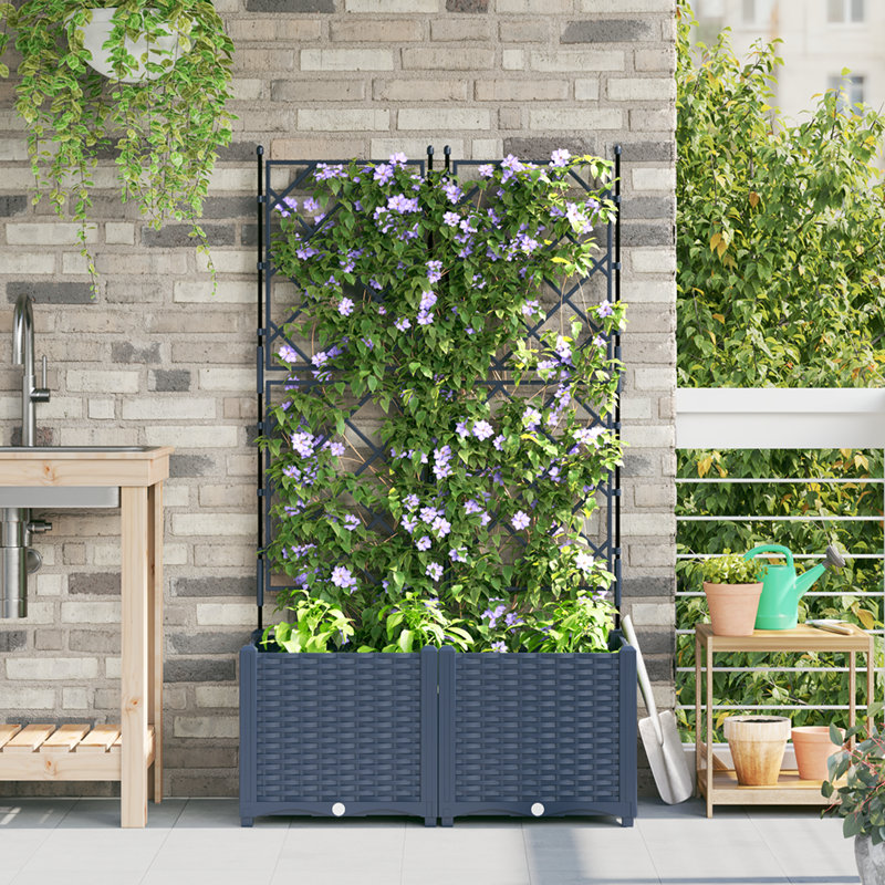 Garden Planter Steel Outdoor Container Modern Decor Terrace Stylish Pot, 143cm x 80cm x 40cm, Grey