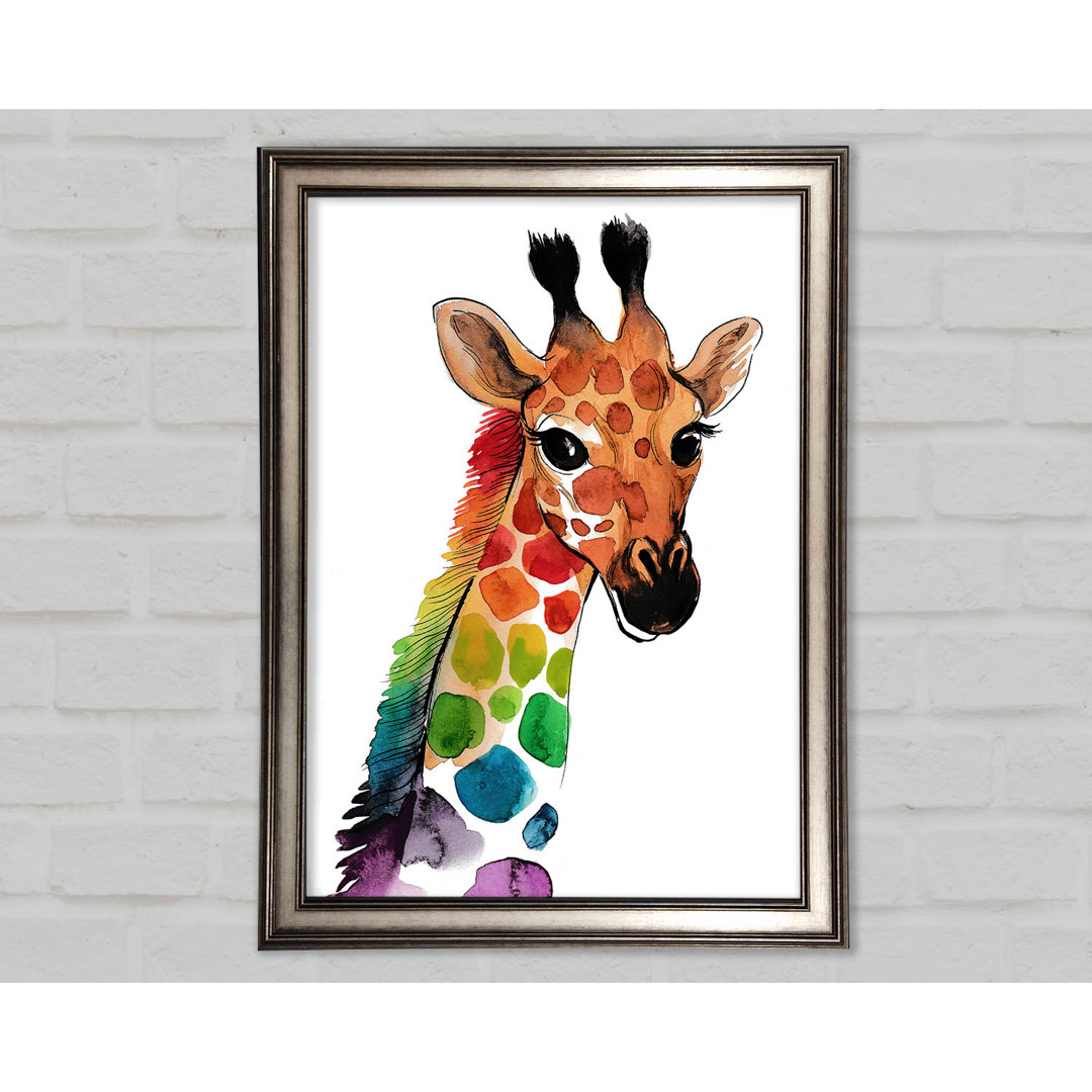 Gerahmtes Bild Rainbow Giraffe