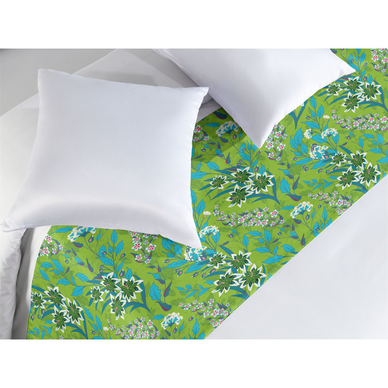 Ambesonne Floral Bed Runner Flourishing Plants Layout Lime Green Multicolor, King