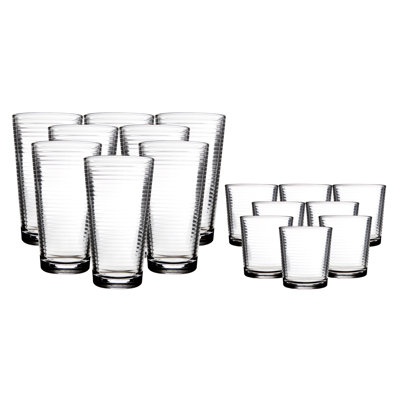 Deven Solar 16 Piece Drinking Glasses Set 17 Oz Assorted Glassware