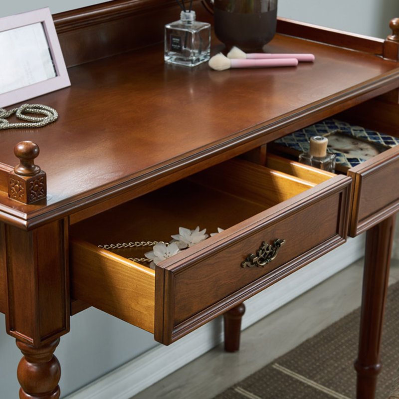 Bureau traditionnel en bois d'hévéa avec tiroirs, H 29,92 po x l 39,37 po x P 17,72 po