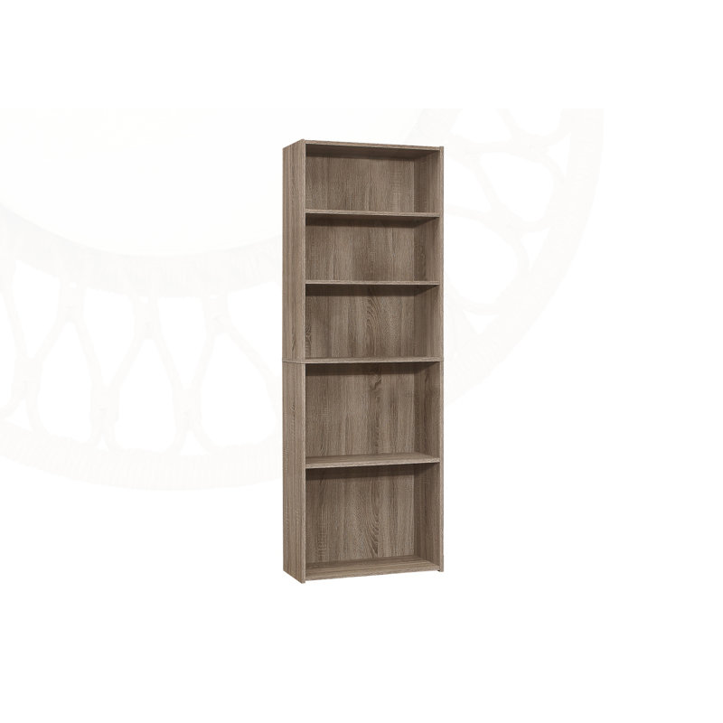 6-Tier Transitional Bookshelf with Adjustable and Fixed Shelves, Space-Saving Design for Office and Bedroom, Taupe