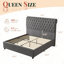 Grand lit-bateau tapissier Jamileth avec tête de lit capitonnée et garniture cloutée, gris-1098163217-1098163218