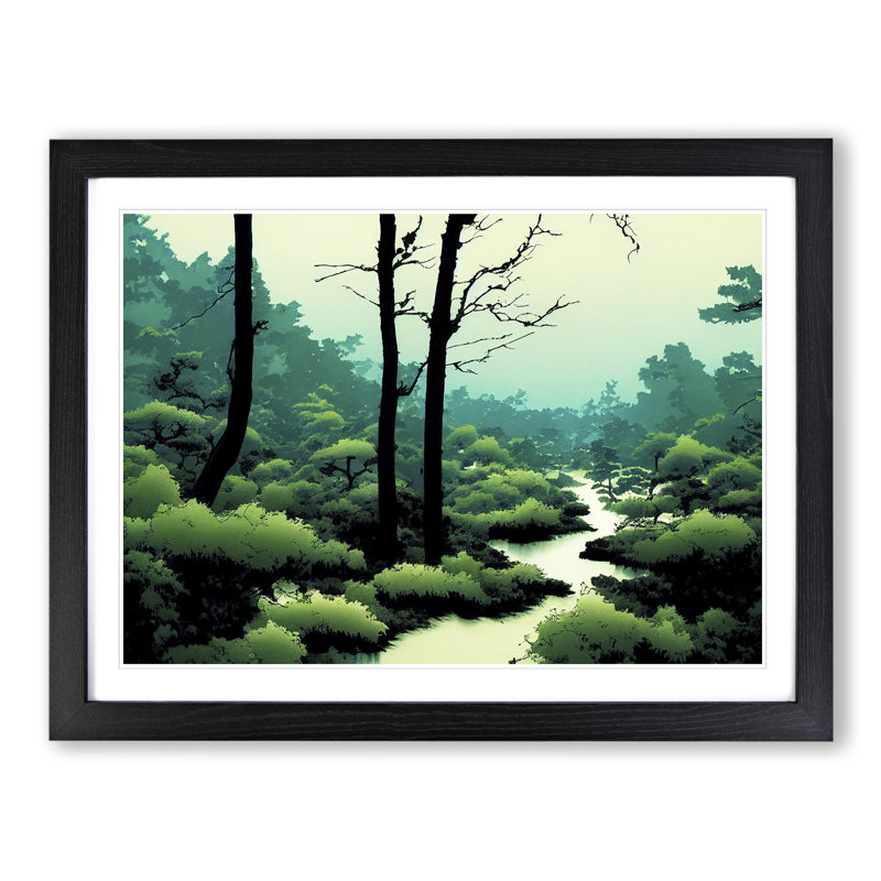 Cool Forest - Single Picture Frame Print, Black, 46cm H x 64cm W x 2cm D