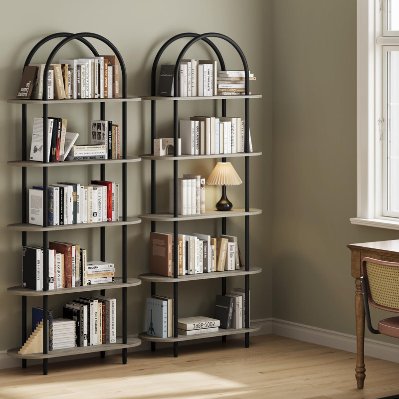 Bibliothèque 71 "à 5 niveaux avec étagères arquées, Gris