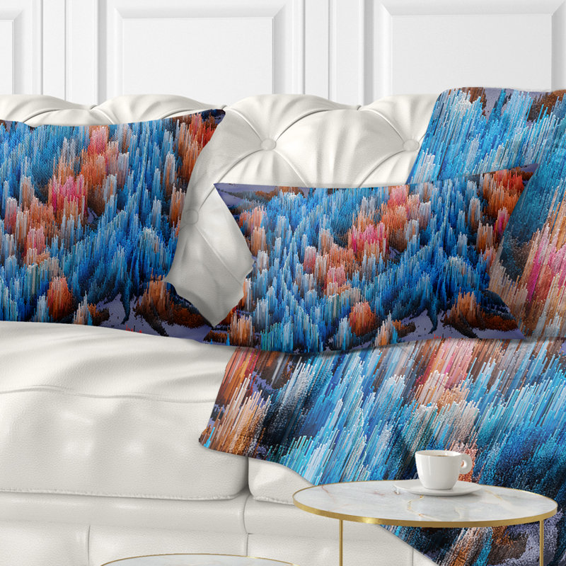 Macro Render Structure Blue Red - Abstract Printed Throw Pillow