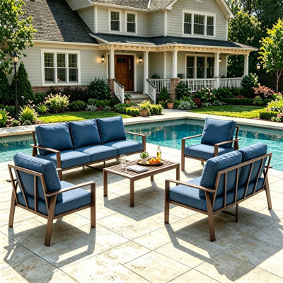 7-Person Outdoor Aluminum Sectional Sofa Seating Group with Cushions