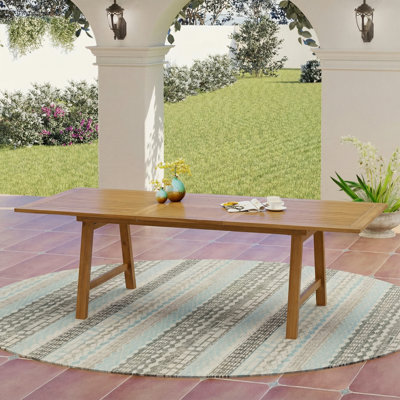 Table de salle à manger extensible d'extérieur en bois d'acacia, table de patio rectangulaire de 59 à 78,74 po avec plateau à lattes, table extensible en bois résistante aux intempéries pour la cour, le jardin et la terrasse