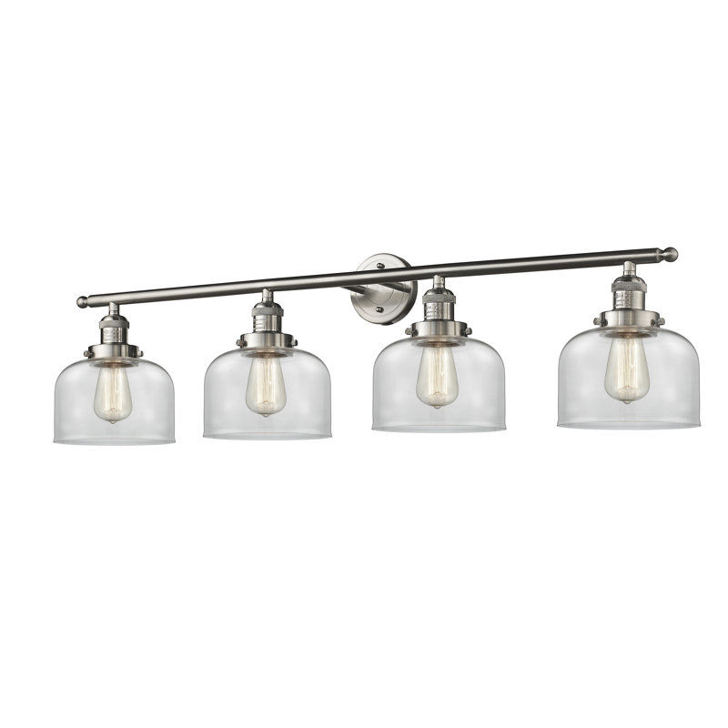 Éclairage de salle de bain à intensité variable 4 lumières Reyhani, Brushed Satin Nickel, Clear