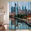 Rideau de douche City Skyline Night Bridge Skyscraper avec 12 crochets-997962481