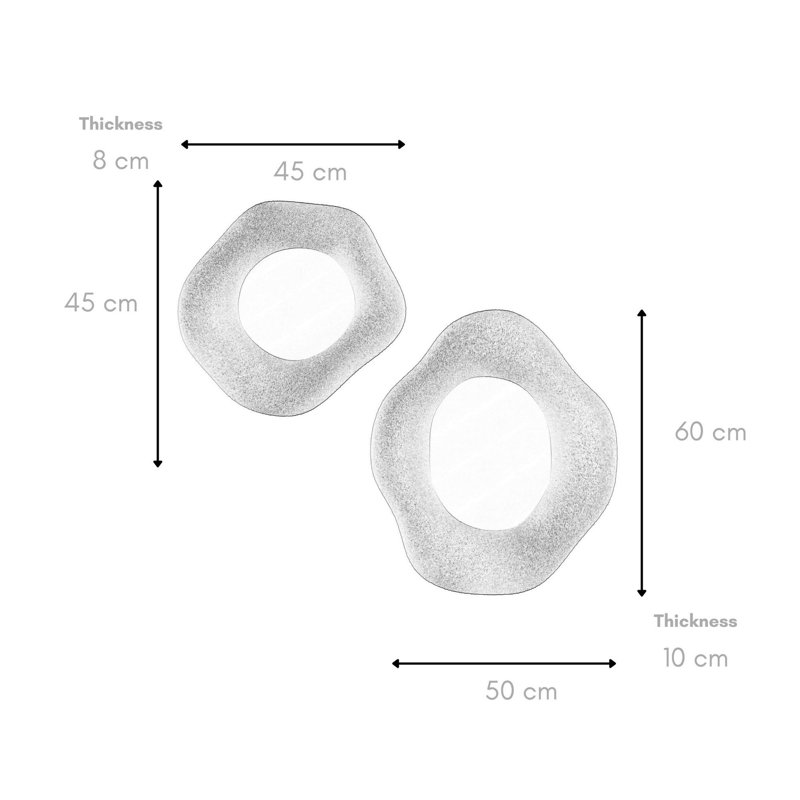 Ensemble de miroirs décoratifs (2 pièces), Blanc