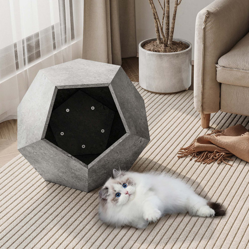 Table d'appoint pour litière pour chat 25,98 "H, Gris ciment