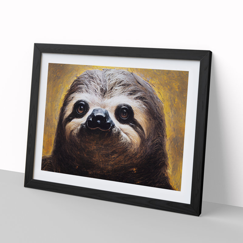 Striking Sloth - Single Picture Frame Painting, Black, 46cm H x 64cm W x 2cm D