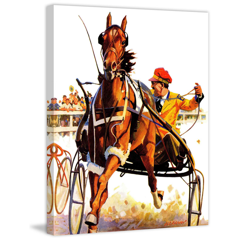 «Harness Race» par Maurice Bower, reproduction sur toile tendue, H 29 po x l 24 po x P 1,5 po