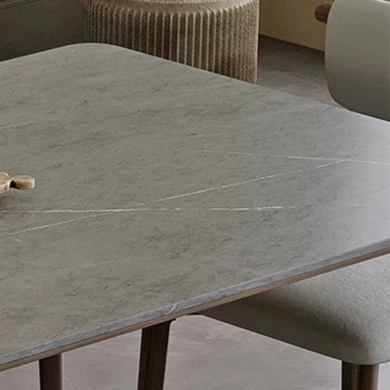 Solid Wood & Slate Table Modern Minimalist Walnut, 29.52"H x 70.86"L x 35.43"W