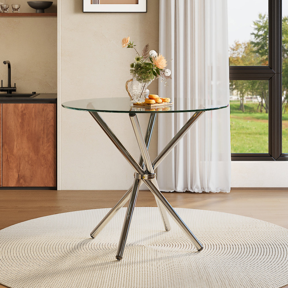 Tempered Glass Round Dining Table