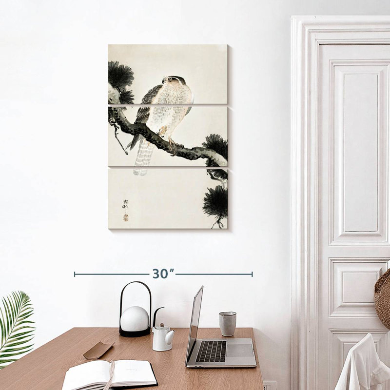 Brampt Hawk On Pine Branch, 32" H x 20" W