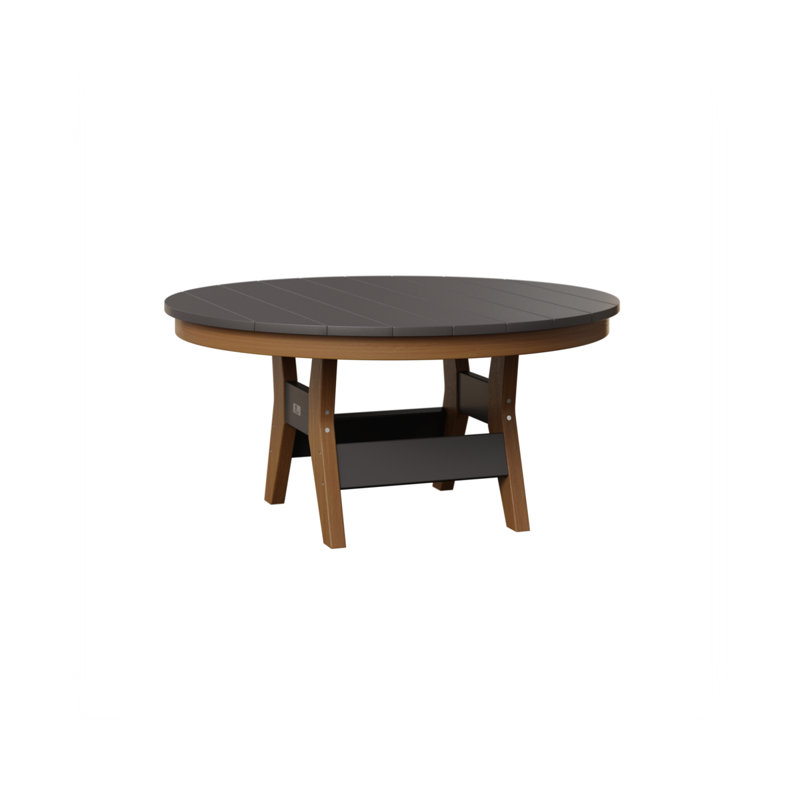 Harbor Outdoor Round Coffee Table, Smoke Gray, Natural Teak