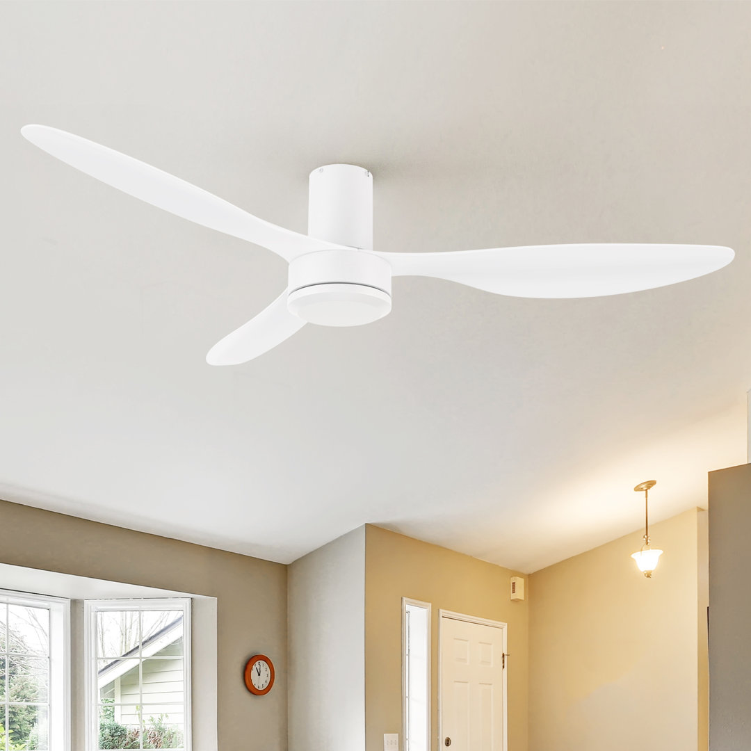 52 Inches Flush Mount White Ceiling Fan without Light Wrought Studio™