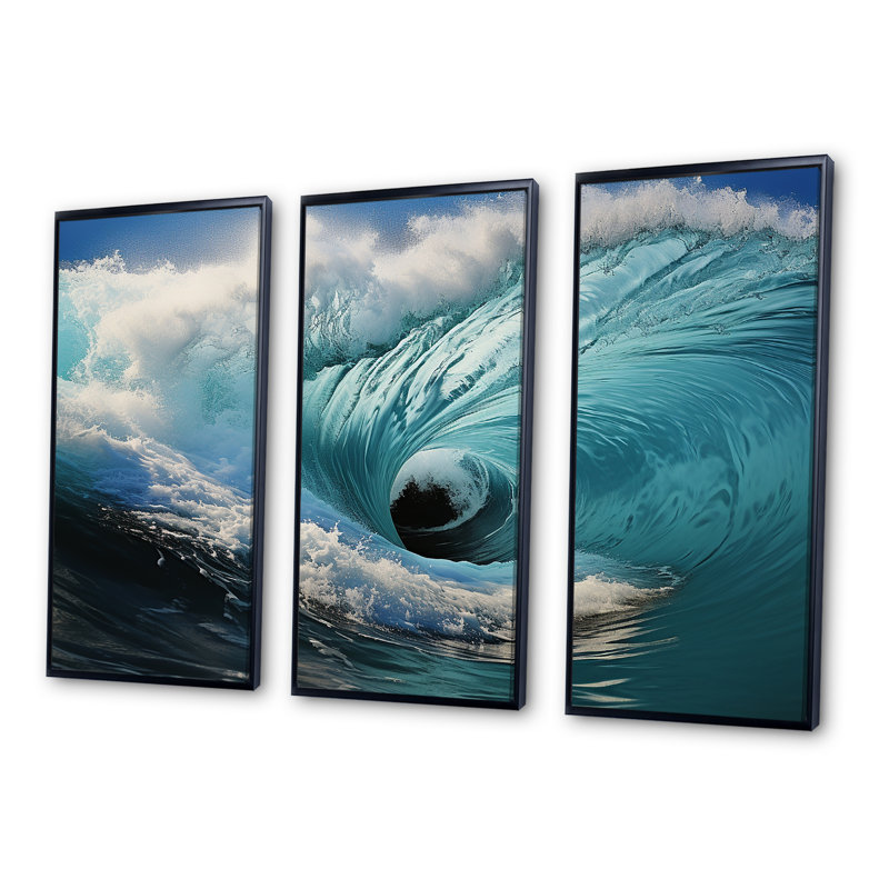 Forde - ensemble d'art mural côtier, Cadre flottant noir, H 40 po x l 60 po x P 1 po