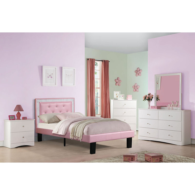 Burdick Vegan Leather Bed, Full, Pink