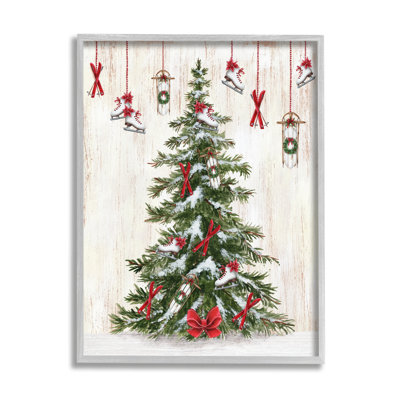 Ba-799-Framed " Ice Skates And Sleds On Tree " by Emma Leach