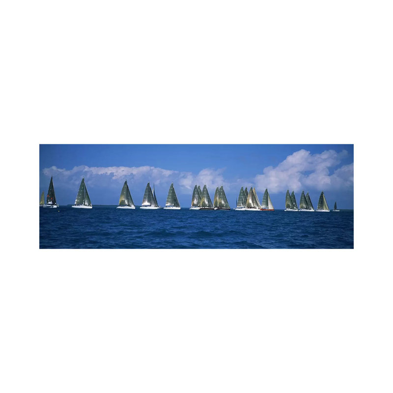 Sailboats Racing In The Sea, Farr 40'S Race During Key West Race Week - Wrapped Canvas Panoramic Print