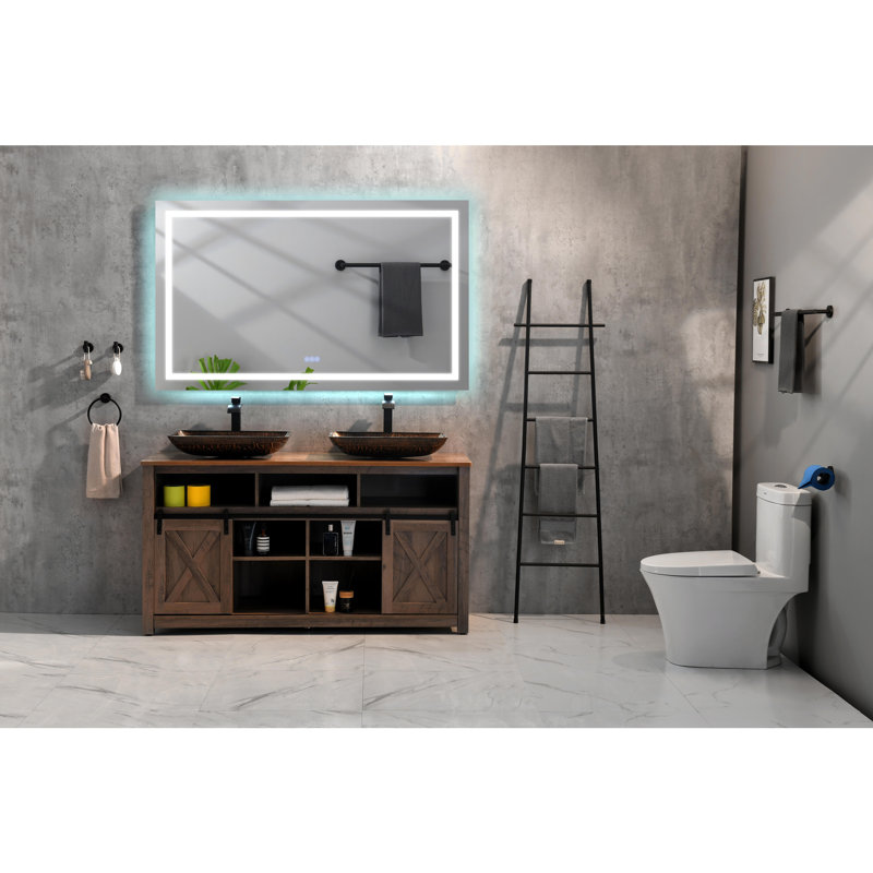 Bathroom Mirror With Front And Backlight, 72" x 36"