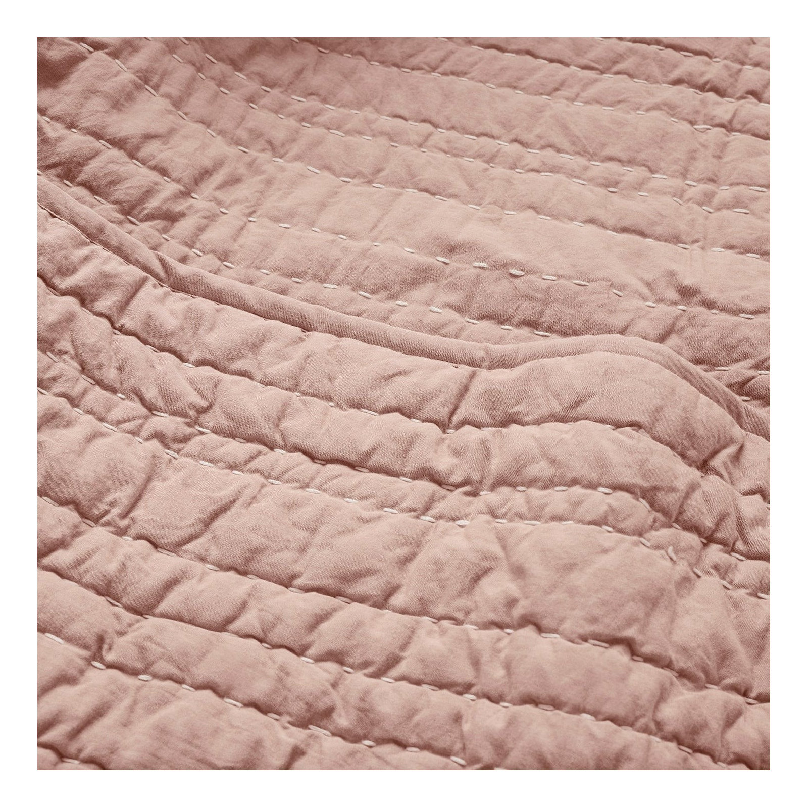 Channel Handstitched Percale Quilt, Praline Chambray, Twin Quilt