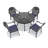 4-Person Round Outdoor Dining Set With Blue Color Cushion-1570413632-1570413636