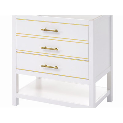 Durability Bathroom Vanity (Sink not included),Classic Wooden Storage Bathroom Vanity with 3 Drawers and Open Shelf