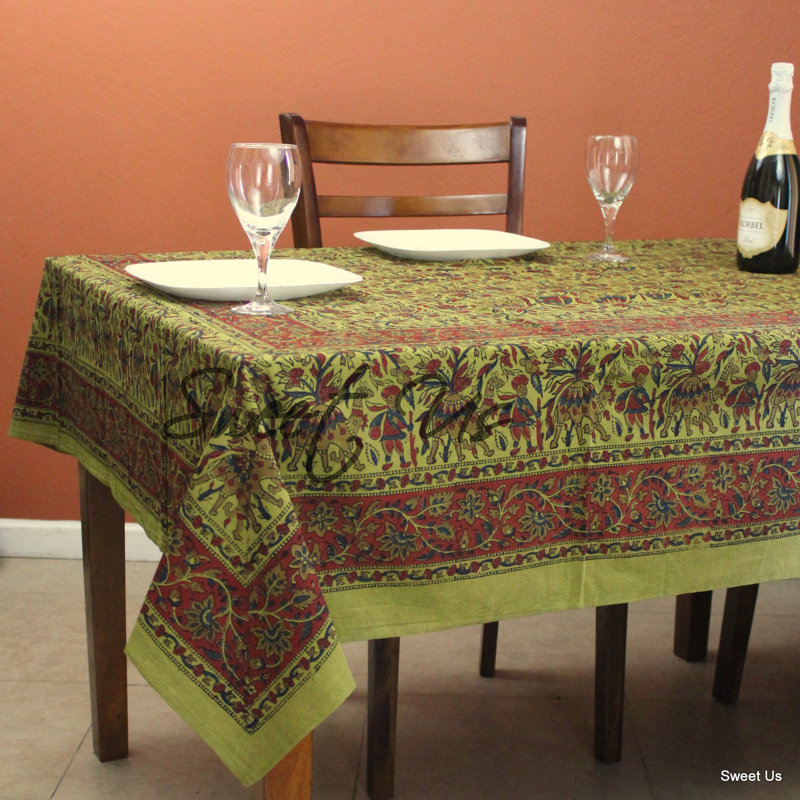 Misue Rectangle Floral Cotton Tablecloth, 106" x 70"