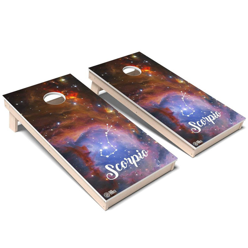 Ensemble de planches de cornhole Zodiac Scorpio, Ajouter un étui et des lumières