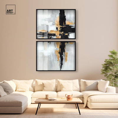 Golden Axis - Ira Colmeva Twickenham, grande reproduction de boîte-cadre 2 pièces par Art Remedy, cadre noir, 40 x 30